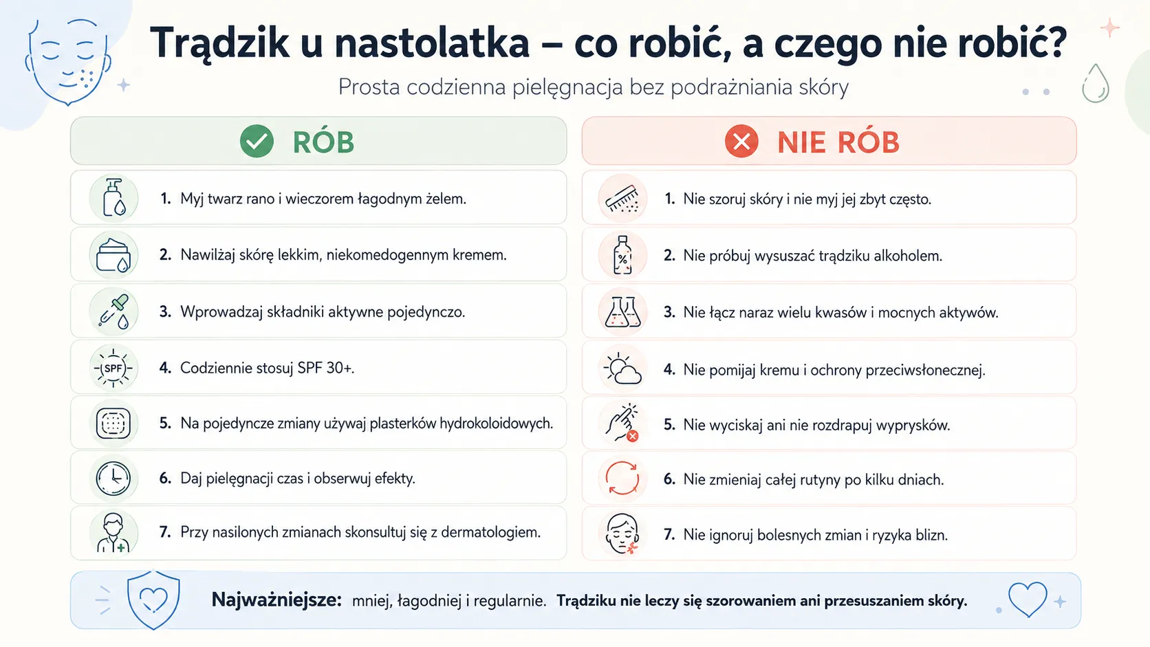 Trądzik u nastolatka - co robić, a czego nie robić?