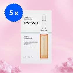 Maska w płachcie z propolisem PIĘCIOPAK (MASCURE PROPOLIS NUTRITION SHEET MASK ) MISSHA