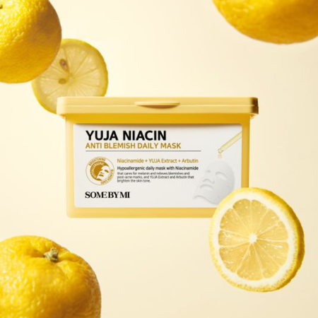 Zestaw masek w płachcie z niacynamidem 30 szt. (Yuja Niacin Anti-Blemish Daily Mask 30 pcs) SOME BY MI