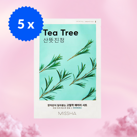 Oczyszczająca maska w płachcie PIĘCIOPAK (TEA TREE AIRY FIT SHEET MASK) MISSHA