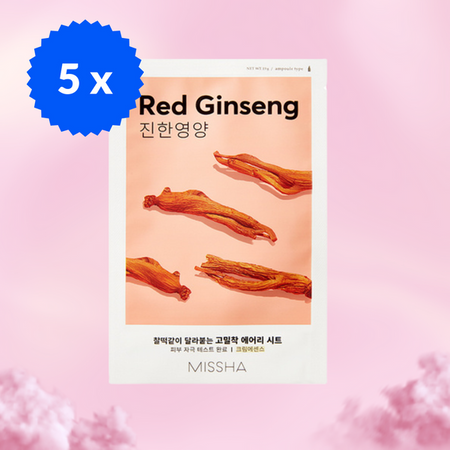 Odżywcza maska w płachcie PIĘCIOPAK (Airy Fit Sheet Mask Red Ginseng) MISSHA