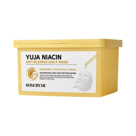 Zestaw masek w płachcie z niacynamidem 30 szt. (Yuja Niacin Anti-Blemish Daily Mask 30 pcs) SOME BY MI