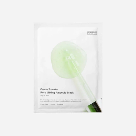  Wygładzająca maska w płachcie zwężająca pory (Green Tomato Pore Lifting Ampoule Mask) Sungboon Editor