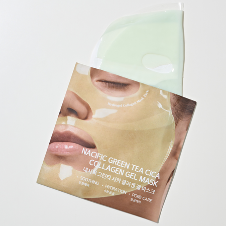 Zestaw kojących masek kolagenowych do twarzy (Green Tea Cica Collagen Gel Mask) NACIFIC