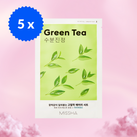 Kojąca maska w płachcie PIĘCIOPAK (Airy Fit Sheet Mask Green Tea) MISSHA