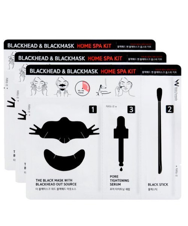 3-etapowy zestaw na rozszerzone pory i zaskórniki (Blackhead & Blackmask Home Spa Kit) Wish Formula